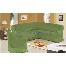 Чехол на угловой диван + кресло (2 предмета) 06 (зеленый)