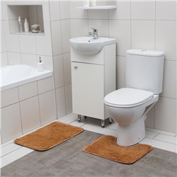 Набор ковриков для ванной и туалета Доляна «Пушистик», 2 шт, 38×40, 40×60 см, цвет светло-коричневый