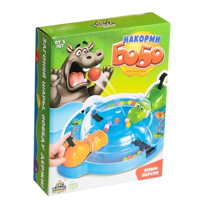 Настольная игра «Накорми Бобо», мини-версия, бегемоты, 2 игрока, 5+