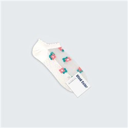 Носки коллекция "Цветы", укороченные, прозрачные белые,арт.0297