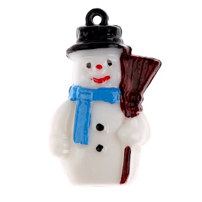 Миниатюра кукольная «Снеговик в чёрной шляпе», набор 2 шт., размер 1 шт. — 3,1 × 2,1 см