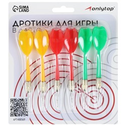 Дротики для дартса ONLYTOP, 6 шт., металлический наконечник, вес 6 г, цвета МИКС