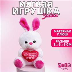 Мягкая игрушка «Ты покорила моё сердце», заяц, цвета МИКС