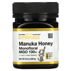 California Gold Nutrition, SUPERFOODS, монофлорный мед манука, MGO 100+, 250 г (8,8 унции)
