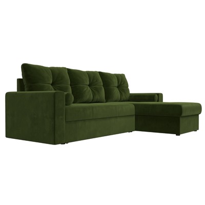 Угловой диван «Верона», правый угол, механизм дельфин, микровельвет, цвет зелёный