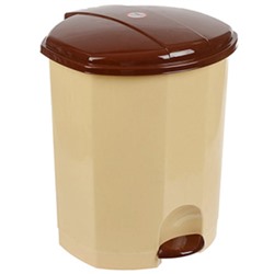 Ведро для мусора с педалью пластмассовое в комплекте с внутренним ведром, 18 л, (цвет бежево-коричневый)