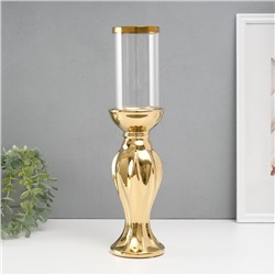 Подсвечник керамика, стекло на 1 свечу "Версаль" d=7,5 см золото 9,5х9,5х38,5 см