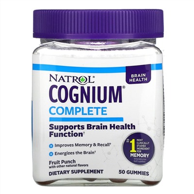 Natrol, Cognium Complete, фруктовый пунш, 50 жевательных таблеток