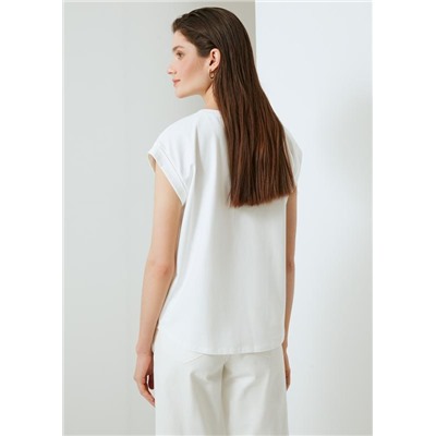 Блуза с коротким рукавом белая трикотажная ELIS