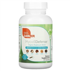 Zahler, Myco5Defense, смесь органических грибов, 60 капсул