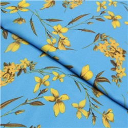 Ткань плательная набивная, ширина 145 см, цвет голубой