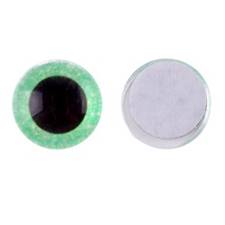 Глаза на клеевой основе, набор 10 шт., размер 1 шт. — 10 мм, цвет зелёный с блёстками