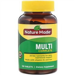 Nature Made, Multi Complete, комплекс мультивитаминов, 130 таблеток
