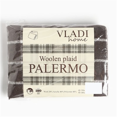 Плед Palermo 140х200см, белый/серый, шерсть 20%, пан 40%, полиэстер 40%