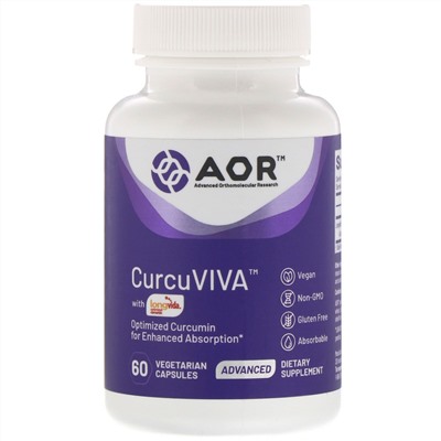 Advanced Orthomolecular Research AOR, CurcuViva, 60 вегетарианских капсул