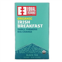 Equal Exchange, Organic Irish Breakfast, черный чай, 20 чайных пакетиков, 40 г (1,41 унции)