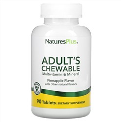 Nature's Plus, жевательные мультивитамины и минералы для взрослых, со вкусом ананаса, 90 таблеток