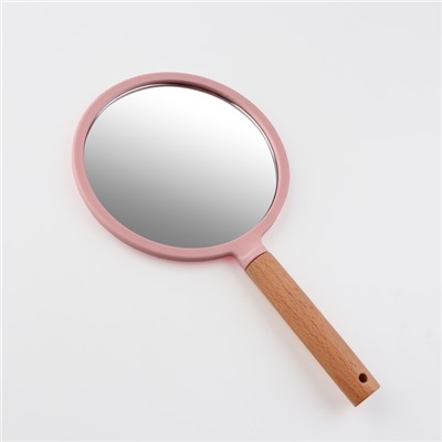 Зеркало с ручкой, d зеркальной поверхности 12 см, цвет розовый