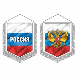 Вымпел "Россия", с бахромой, 150 х 210 мм, двусторонний