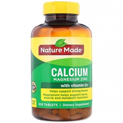 Nature Made, Кальций, магний и цинк с витамином D3, 300 таблеток