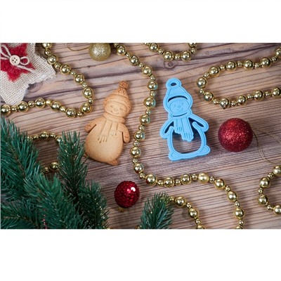 Форма для печенья «Снеговик», вырубка, штамп, 9,5×5,5 см, цвет голубой