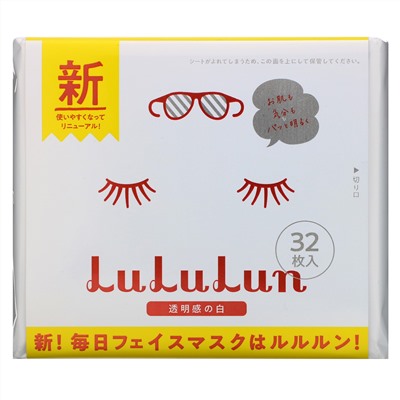 Lululun, освежение, чистая кожа, белая маска для лица, 32 шт, 500 мл (16,9 жидк. унции)