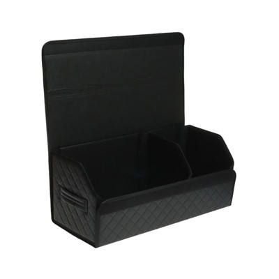 Органайзер кофр в багажник автомобиля Cartage саквояж, экокожа стеганая, 70 см, черный