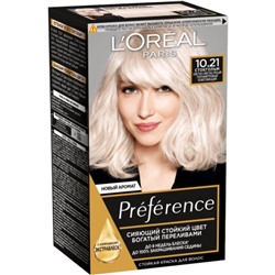 Краска для волос L'Oreal Preference Recital «Стокгольм», тон 10.21, светло-русый перламутровый осветляющий