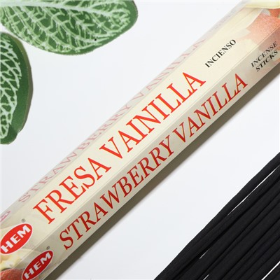 Благовония HEM "Vanilla Strawberry. Ваниль и Клубника", 20 палочек в упаковке, шестигранник