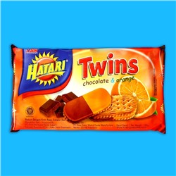 Бисквиты Hatari Twins Cream с шоколадом и апельсином, 190 г
