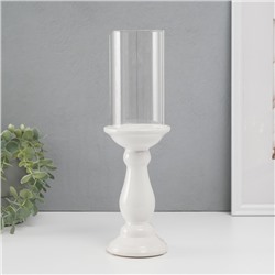 Подсвечник керамика, стекло на 1 свечу "Магистр" d=8 см белый 9,5х9,5х32 см