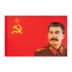 Флаг СССР с портретом Сталина, 90 х 135 см, полиэфирный шёлк, без древка