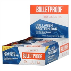 BulletProof, Collagen Protein Bars, ванильное песочное печенье, 12 батончиков по 40 г (1,4 унции)