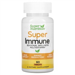 Super Nutrition, Super Immune, мультивитамины для сезонного оздоровления, 60 таблеток