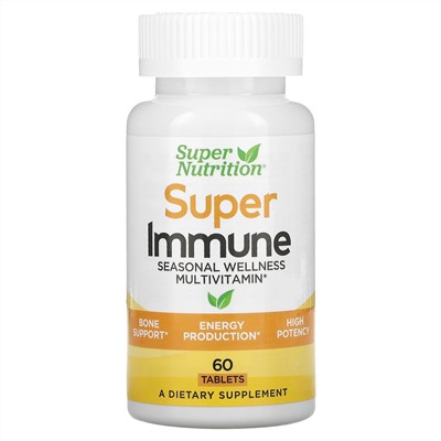 Super Nutrition, Super Immune, мультивитамины для сезонного оздоровления, 60 таблеток