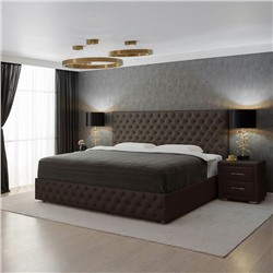 Кровать «Купол тысячелетия» без ПМ, 140×200 см, экокожа, цвет горький шоколад