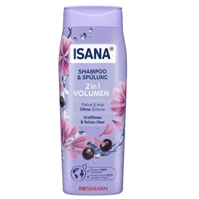 ISANA 2in1 Volumen Malve+Acai Шампунь и  Кондиционер для волос, с экстрактом Мальвы, 300 мл