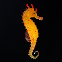 Декор для аквариума "Морской конёк" силиконовый, с неоновым эффектом, 2 х 4 х 10 см, оранжев   10069