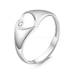 Кольцо из серебра с фианитом родированное