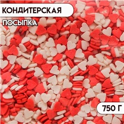 Кондитерская посыпка «Мини-сердце» бело-красная, 750 г