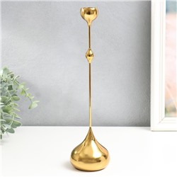 Подсвечник металл на 1 свечу "Капля воды - верх" золото 8,5х8,5х31 см