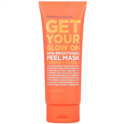 Formula 10.0.6, Get Your Glow On, Skin-Brightening Peel Mask, Papaya + Citrus, 3.4 fl oz (100 ml)