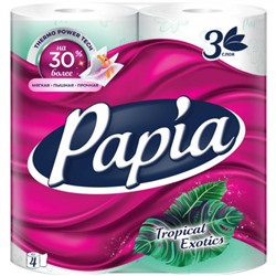 Туалетная бумага Papia (Папия) Тропическая экзотика, 3-слойная, 4 рулона
