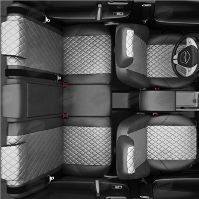 Авточехлы для Peugeot Expert Tepee 2 с 2007-2016 г., 3 места, фургон, перфорация, экокожа, цвет светло-серый, тёмно-серый