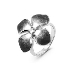 Кольцо из серебра с эмалью и кб.цирконом родированное