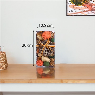 Набор сухоцветов из натуральных материалов с ароматом апельсина «Вещицы», короб 20×10,5×6 см