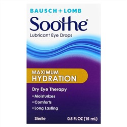 Bausch + Lomb, Soothe, смазывающие глазные капли, максимальное увлажнение, 15 мл (0,5 жидк. Унции)