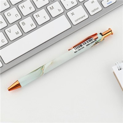 Ручка пластиковая автоматическая «Золотой учитель», шариковая 7.0 мм, синяя паста .