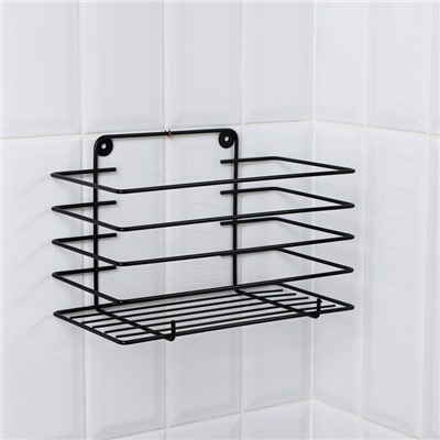 Полка прямая для ванной с высокими бортиками, 24,5×13×16,5 см, цвет черный