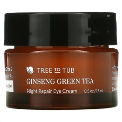 Tree To Tub, Ginseng Green Tea, ночной восстанавливающий крем для кожи вокруг глаз, нежный антивозрастной ретинол для чувствительной кожи, 15 мл (0,5 унции)